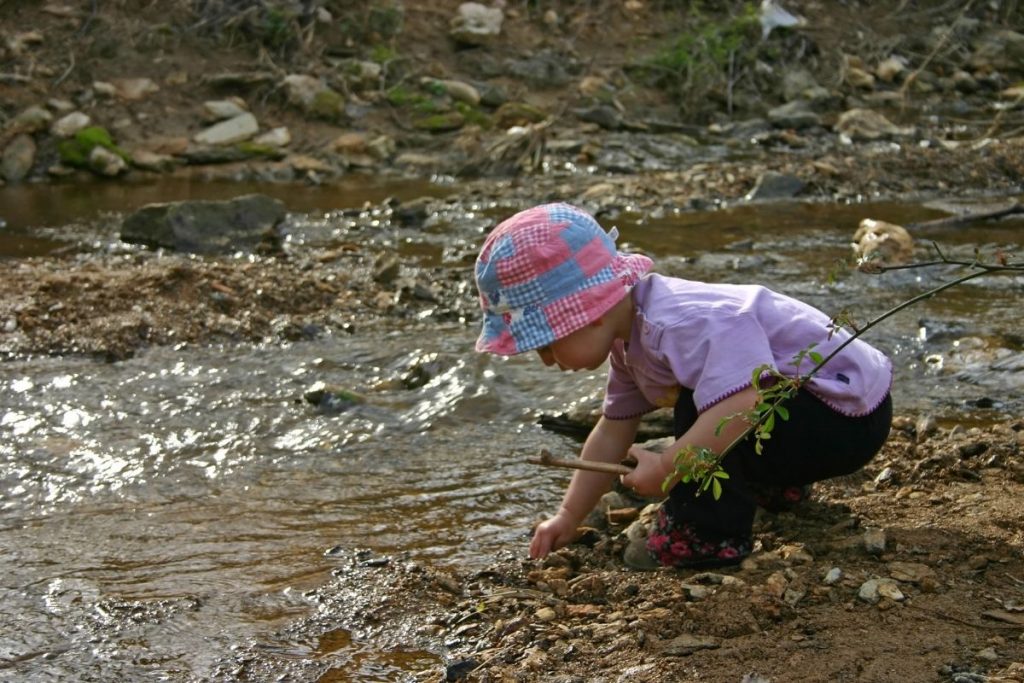 toddler exploring nature